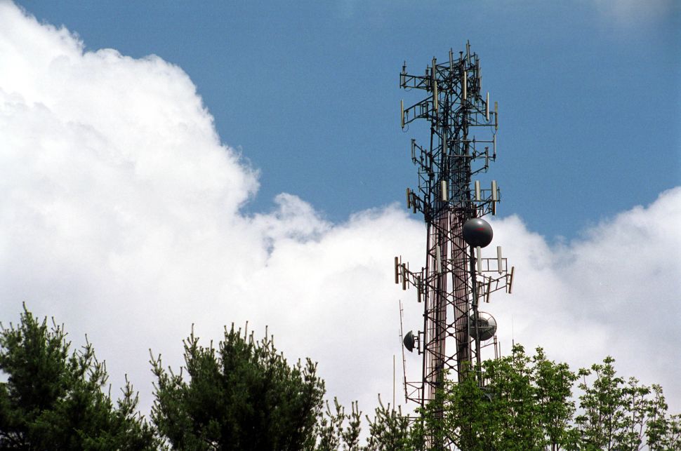 391081 04: A cell phone tower rises above the trees June 25, 2001 in Sudbury, Massachusetts. The 1996 federal Telecommunications Act prohibited communities from banning cell phone tower construction, but many towns are now asking for moratoriums on the building of towers. Recently, the town of Leicester, Massachusetts rejected a tower, claiming it would be an eyesore in the community. (Photo by Darren McCollester/Getty Images)