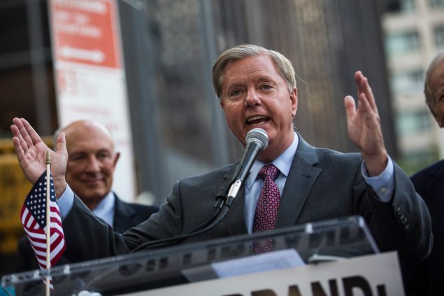 South Carolina Sen. Lindsey Graham tonight. (Photo: Andrew Burton/Getty Images)