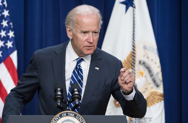 US Vice President Joe Biden addresses the Apprenticeship Summit at the White House in Washington, DC, on September 8, 2015. AFP PHOTO/NICHOLAS KAMM (Photo credit should read NICHOLAS KAMM/AFP/Getty Images)