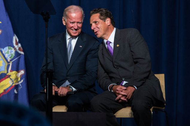 Vice President Joseph Biden and Gov. Andrew Cuomo yesterday (Photo: Andrew Burton for Getty Images)