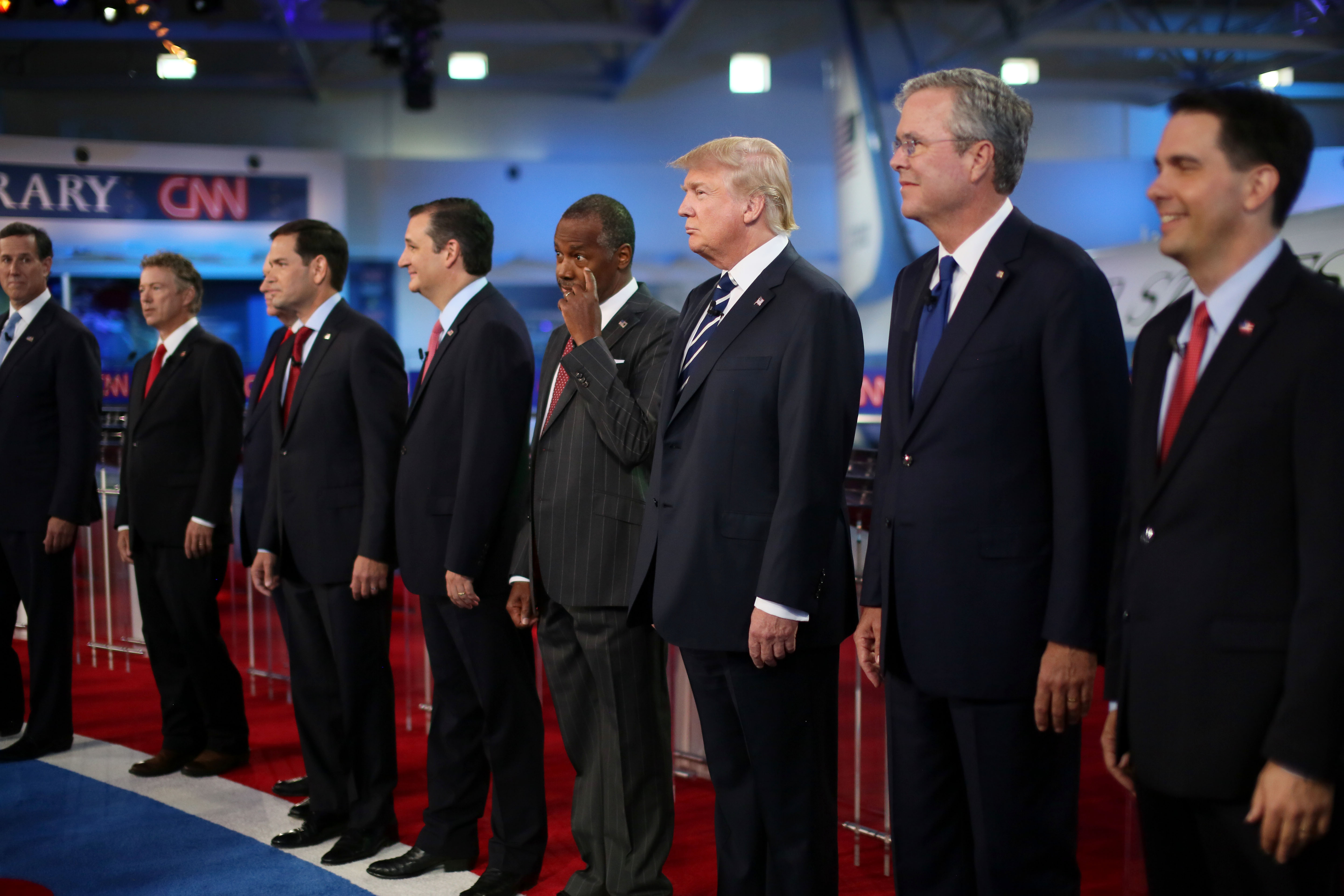 The candidates. (Photo: Sandy Huffaker/Getty Images)