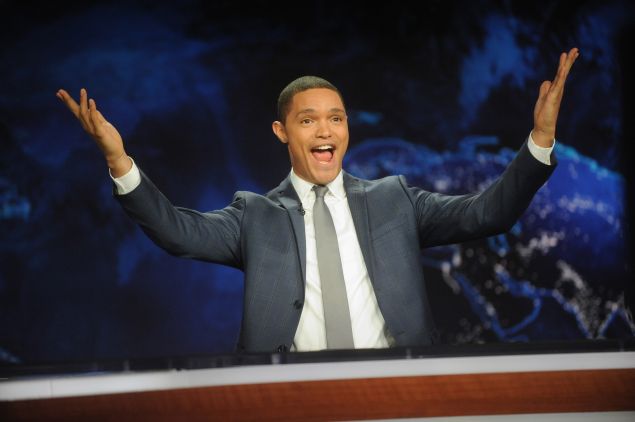 hosts the "The Daily Show with Trevor Noah" Premiere at The Daily Show with Trevor Noah Studio on September 28, 2015 in New York City.
