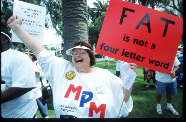 An overweight participant rallies at the Million Pound March, sponsored by the National Association to Advance Fat Acceptance (Photo by Gilles Mingasson/Liaison)