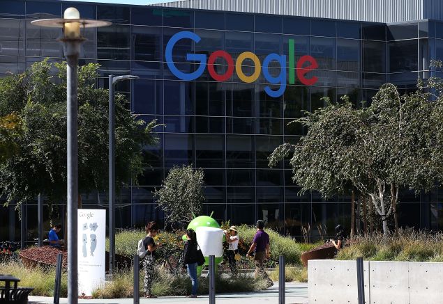 Google's new logo, 'Product Sans,' is displayed at the company's headquarters in Mountain View, California. (Photo: Getty Images)