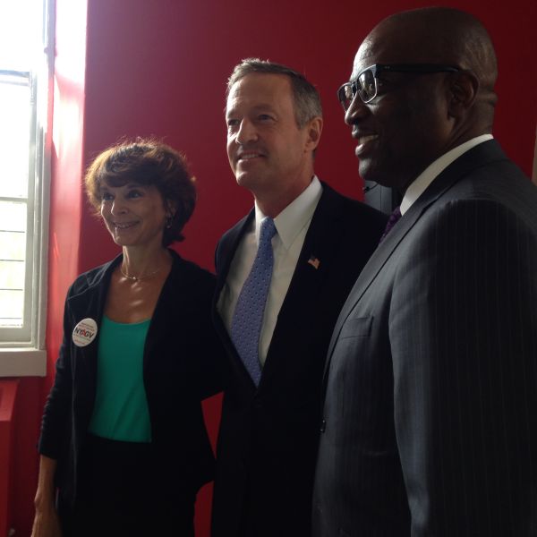 Former Maryland Gov. Martin O'Malley, center, met with East Harlemites to talk up his gun plan (Photo: Will Bredderman for Observer).