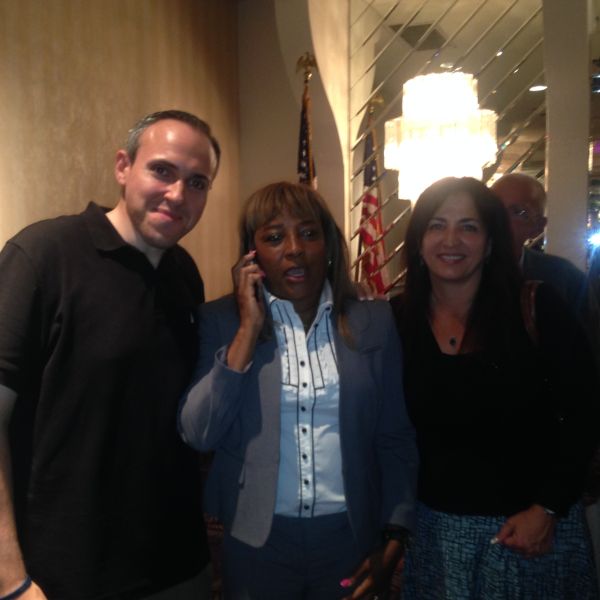 Democratic candidate Pamela Harris flanked by Councilman Mark Treyger and State Senator Diane Savino (Photo: Will Bredderman for Observer).