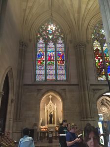 The 75 stained glass windows, which consist of 3700 individual panels, were cleaned and repaired by the design team.