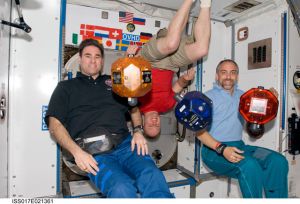 Richard Garriott, far right, on board the International Space Station in 2008, with two other astronauts. (Photo: NASA/Public Domain)