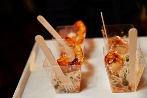 Shrimp with pasta a la Djokovic. (Photograph: Yvonne Albinowski for Observer)