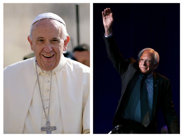 Pope Francis/ Bernie Sanders. (Photo: Getty Images)
