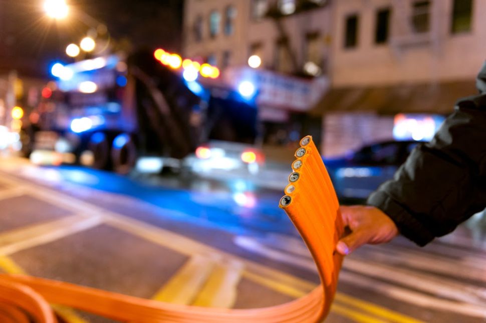 At a Stealth Communications fiber optic installation. (Photo: Courtesy Stealth Communications)