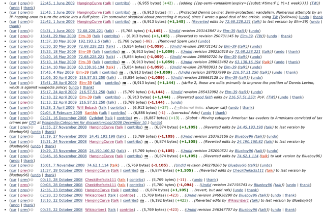 From the "talk page" for Mr. Levine's Wikipedia entry. That is, the page that tracks all edits. (Image: Wikipedia Screenshot)