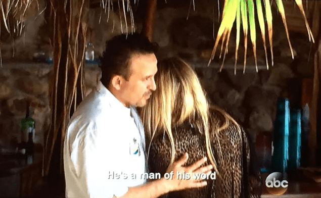 Translation: "stay in Paradise and i will make u margaritas 4eva and eva" (Photo: ABC)