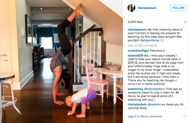 Hilaria Baldwin did a handstand. (Photo: Instagram/Hilaria Baldwin)