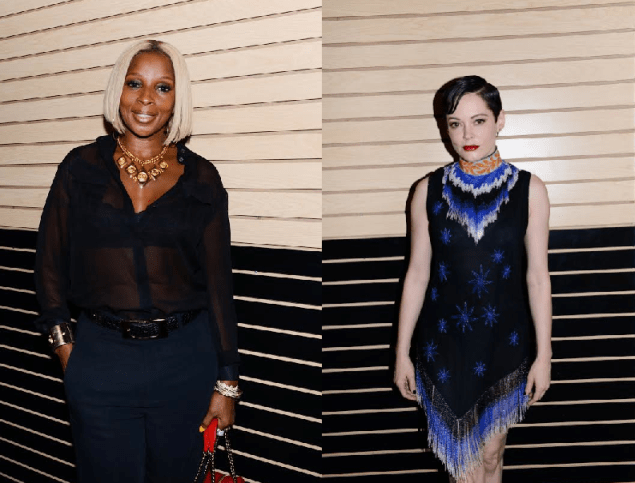 The beautiful and talented Mary J. Blige (left) and Rose McGowan at the Freeman/Lowe exhibition at Red Bull Studios. (Photo: Courtesy of BFA)