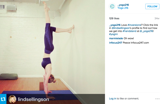 Lindsay Ellingson at Yoga 216. (Photo: Instagram/Lindsay Ellingson)