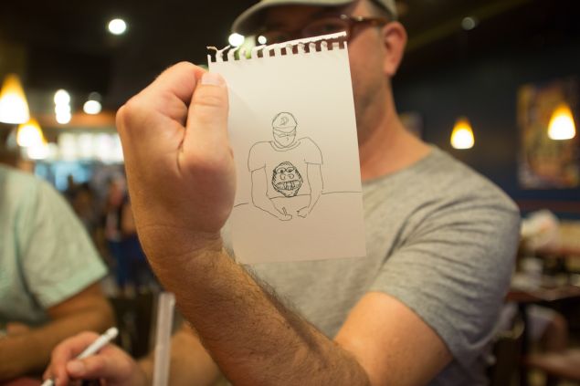 Steve Sanders' drawing of Mr. Polan at the Taco Bell Drawing Club visited by the Observer. (Photo: Aaron Adler for Observer)