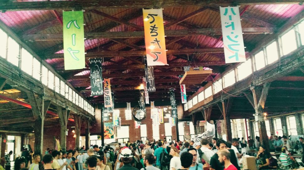 Inside the Knockdown Center in Queens for Internet Yami-Ichi. (Photo: Brady Dale for Observer)