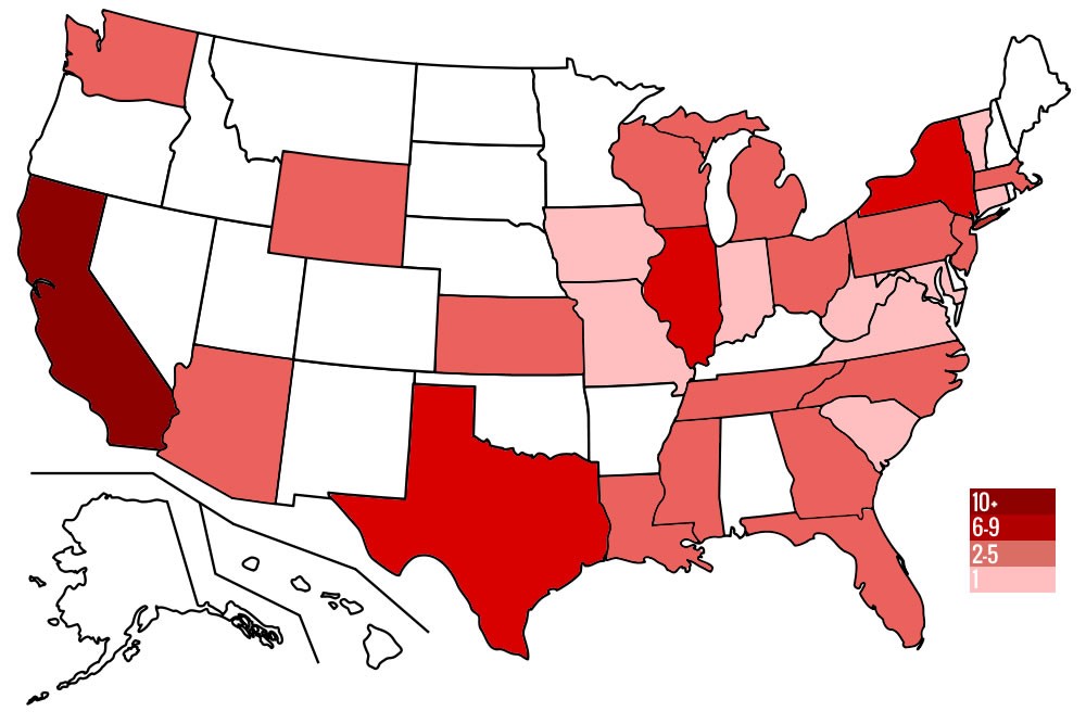 Locations of the paid health partners by state.