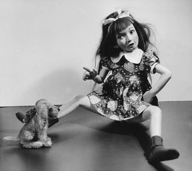 Morton Bartlett, Untitled (Girl Wagging Finger at Dog), c. 1955. (Photo: Courtesy Julie Saul Gallery)