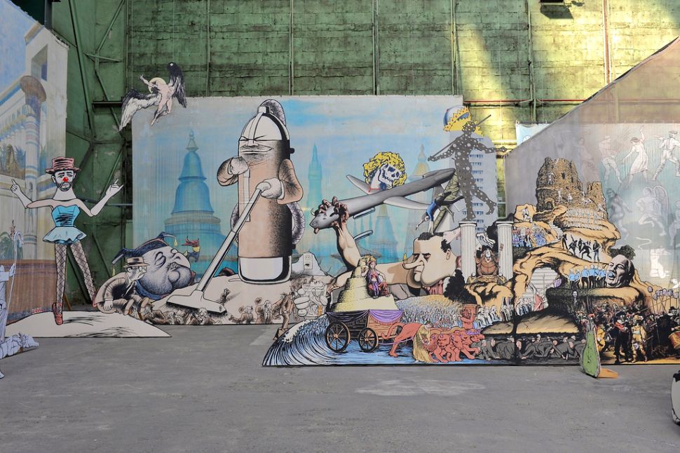 Labyrinth: I dreamed I was taller than Jonathan Borofsky, 2009, by Jim Shaw.