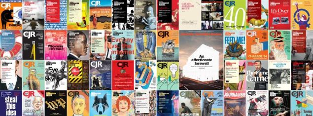 A selection of Columbia Journalism Review covers. The magazine announced today that it will now only publish twice a year in print. (Photo: Facebook)