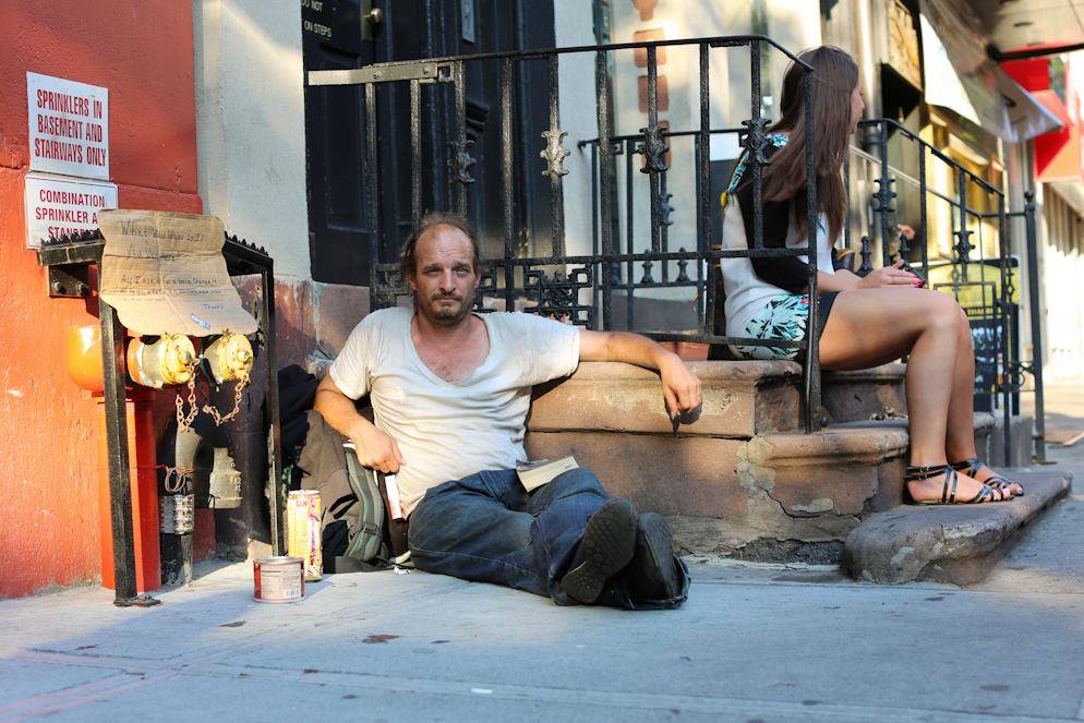 "I wasn't always homeless. I used to be a doctor at a top law firm. But then Mark Zuckerberg announced that he was going to make all of my Facebook posts public unless I paid $5.99. I foolishly did not copy and paste the status in order to skip the payment process. The next day I lost everything." (Photo: Facebook/Lizard People of New York)