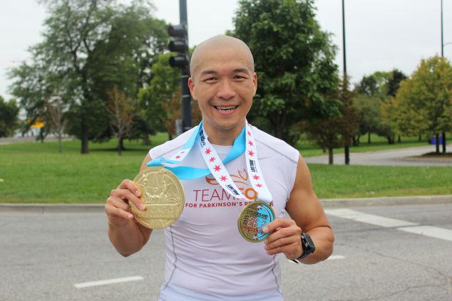 Mr. Choi after the 2015 Chicago Half-Marathon. (Photo: Courtesy of Michael J. Fox Foundation)