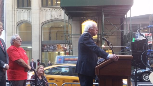 Sen. Bernie Sanders today. (Photo: Ross Barkan/Observer)