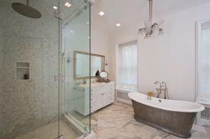 The bathrooms are done in all marble. (Juris Mardwig)
