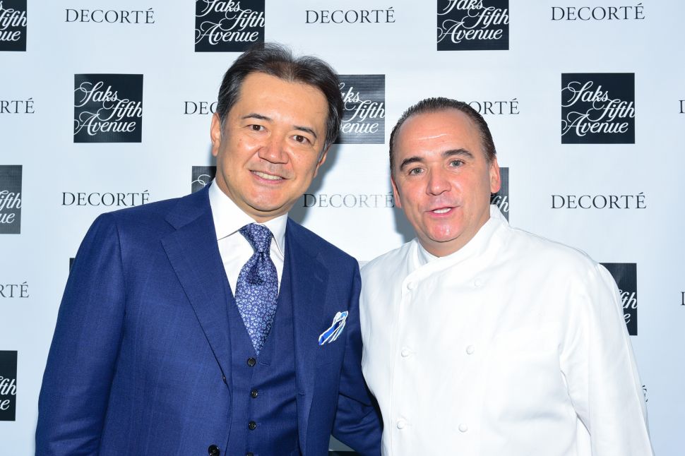 Decorté's Kazutoshi Kobayashi, Chef Jean-Georges Vongericheten (Photo: Sean Zanni for Patrick McMullan).
