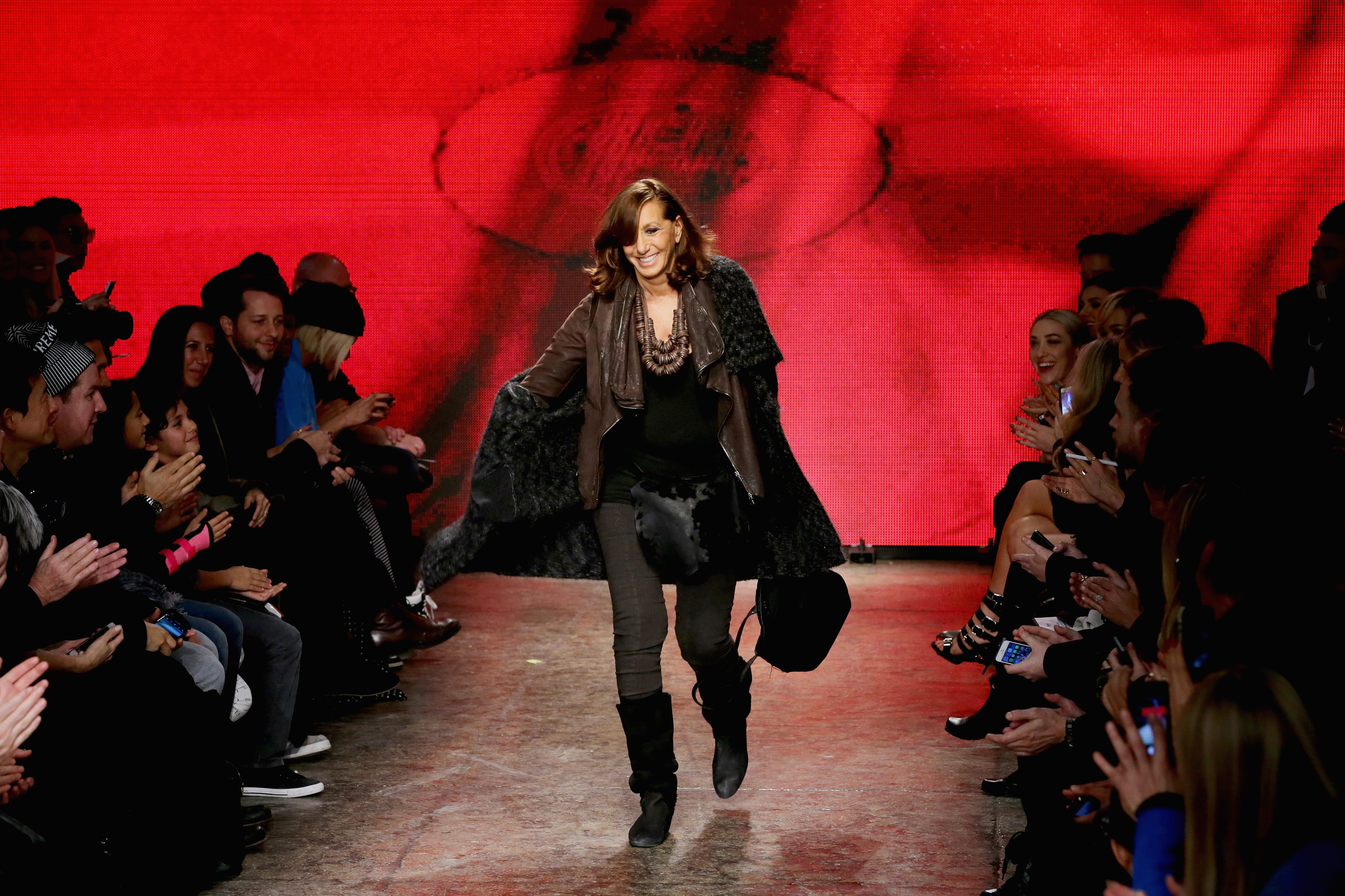 Donna Karan walks the runway at the DKNY Women's fashion show. (Photo: Neilson Barnard/Getty Images)