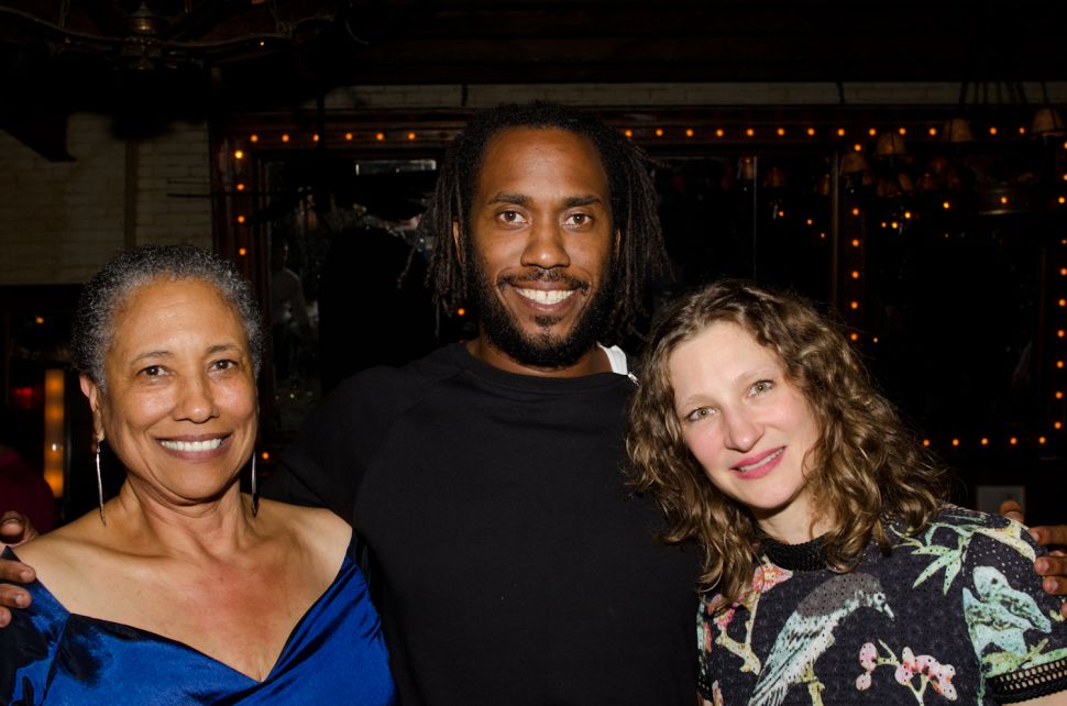 From left: The mother of the artist Cheryl Johnson-Odim, Rashid Johnson, and Drawing Center Senior Curator Claire Gilman.