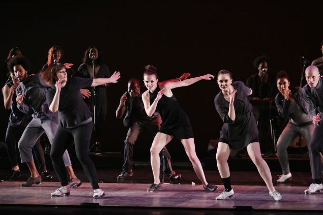 Fall for Dance Festival Dorrance Dance “Myelination” (World Premiere) Performers: Michelle Dorrance (centre), and members of the company New York City Center New York, N.Y. October 8, 2015 Photo Credit: Julieta Cervantes