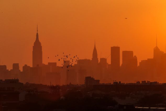 New York City skyline it's seen from the USTA Billie Jean King National Tennis Center the venue for the 2015 US Open on September 7, 2015 in New York. AFP PHOTO/KENA BETANCUR (Photo credit should read KENA BETANCUR/AFP/Getty Images)