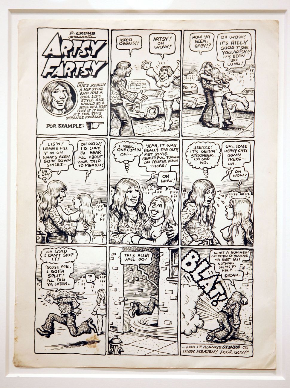 LONDON - MARCH 9: Original illustrations are seen for the first time in the UK of the controversial American cartoonist Robert Crumb on March 9, 2005 at Bonhams auction house in London, England. The R.Crumb Handbook, to be launched this month, tells the story of how the artist became a cultural icon, and is more than just another celebrity tell-all sexploitation. (Photo by Graeme Robertson/Getty Images)