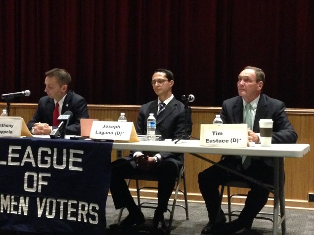 Cappola (left), Lagana and Eustace at the LD38 debate.