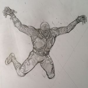 Pencil sketch of El Vengador, the modern day superhero. Drawing: Paul Pope