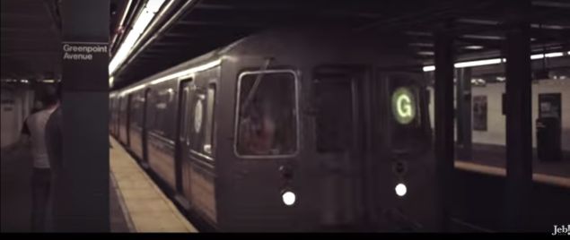 The G train roaring into Greenpoint Avenue in Jeb Bush's ad. (Screengrab: YouTube)