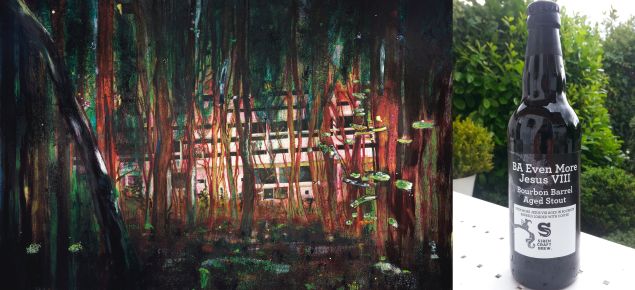 Peter Doig's Cabin Essence and Siren's BA Even More Jesus VIII Bourbon Barrel Aged Stout