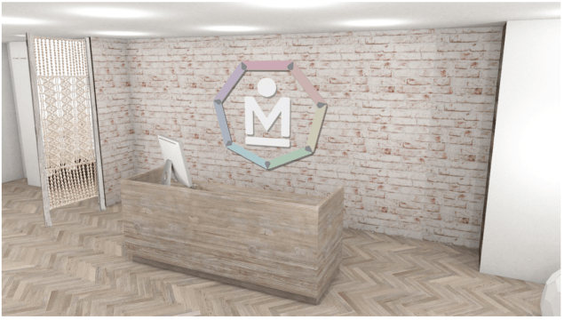 A rendering of the studio's reception area. (Photo: MNDFL)