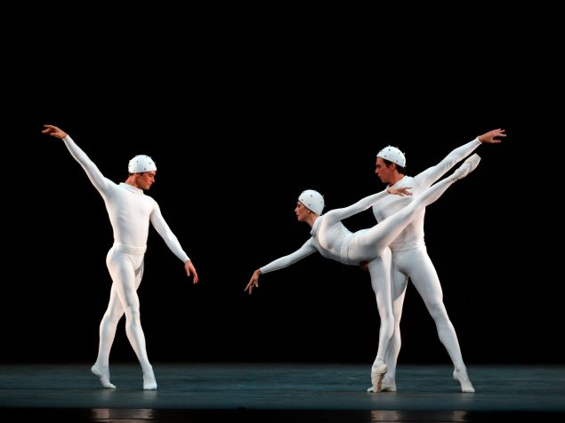 Cory Stearns, Veronika Part and Thomas Forster in Frederick Ashton's Monotones II. (Photo: Marty Sohl)