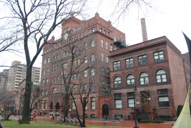 Pratt Institute's South Hall building (right), Brooklyn, NY. Completed 1891. (Photo: Courtesy of Peter Greenberg)