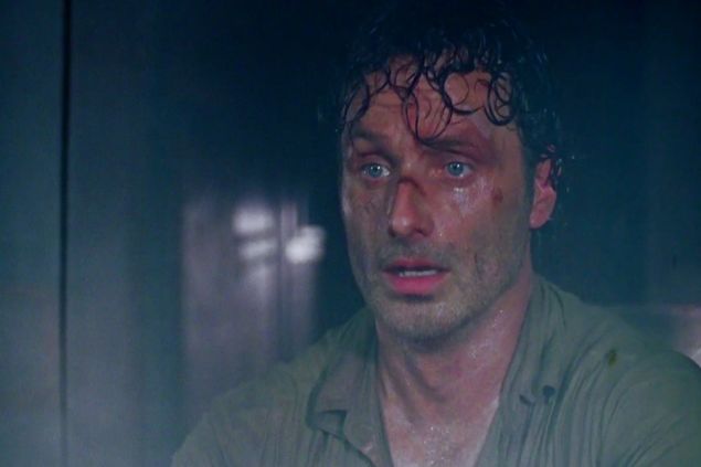 Rick Grimes, learning about *spoiler alert!*'s death on The Walking Dead. (AMC)