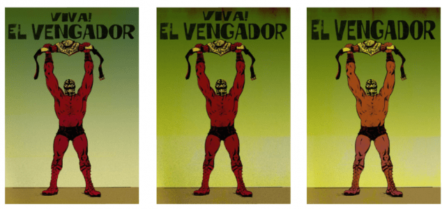 Vintage El Vengador poster, from the Gutierrezs grandfathers era.
