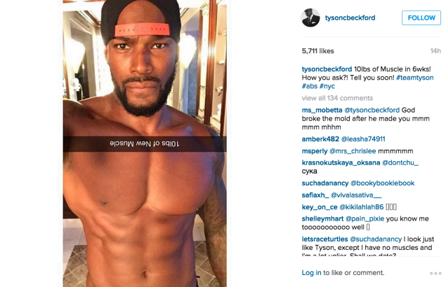 Tyson Beckford packed on 10 pounds of muscle in six weeks, apparently. (Photo: Instagram/Tyson Beckford)