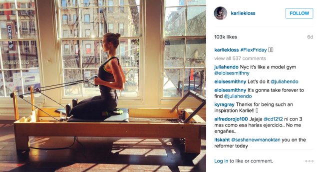 Karlie Kloss used the reformer. (Photo: Instagram/Karlie Kloss)