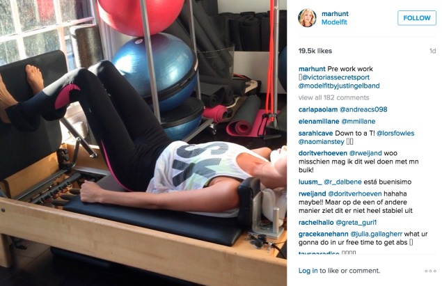 Martha Hunt stopped by ModelFit for a workout on the reformer. (Photo: Instagram/Martha Hunt)