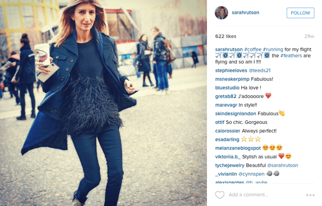 Sarah Rutson in her beloved Elizabeth & James sweater (Photo: Instagram/SarahRutson).