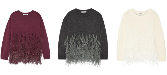 Elizabeth & James Feather-trimmed cotton-blend sweater, $485, Net-A-Porter.com (Photo: Courtesy Net-A-Porter).